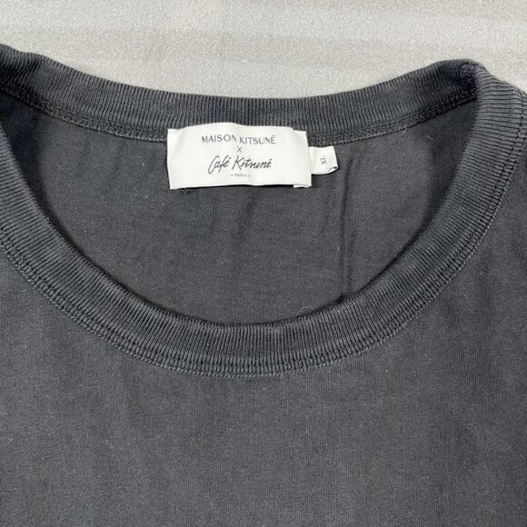 Maison Kitsuné Shirt Mens Small Black Café Kitsuné Patch Logo Cotton Tee - Picture 2 of 8